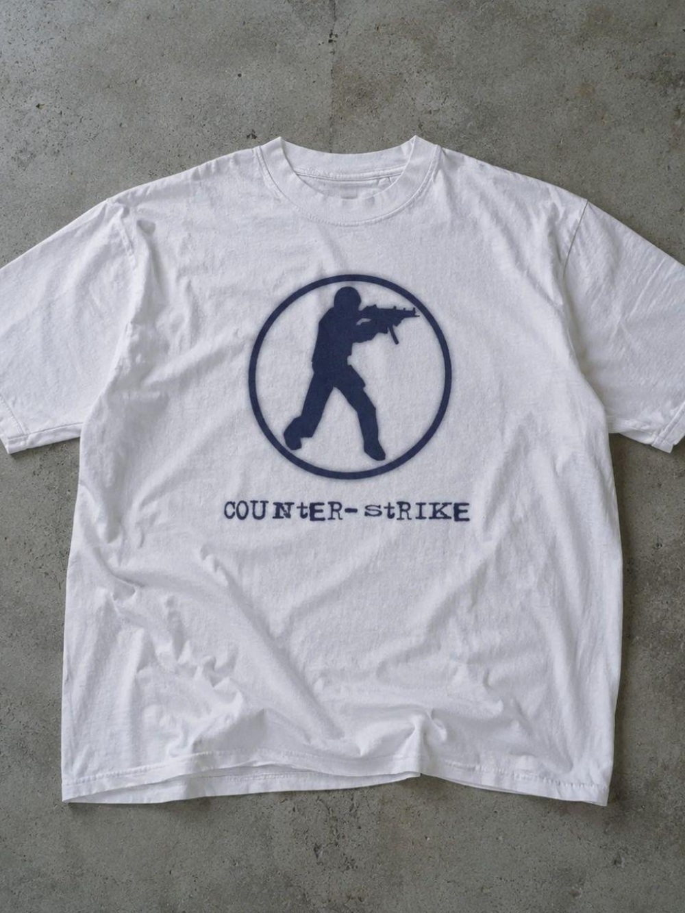 Gildan White Short-Sleeve Tee with Navy Counter-Strike Graphic